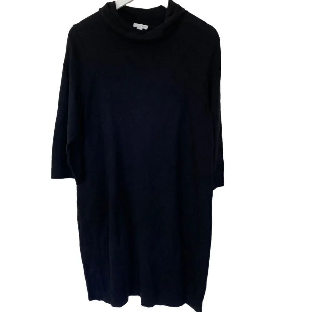 J.Jill 3/4 sleeve cowl neck sweater dress black medium